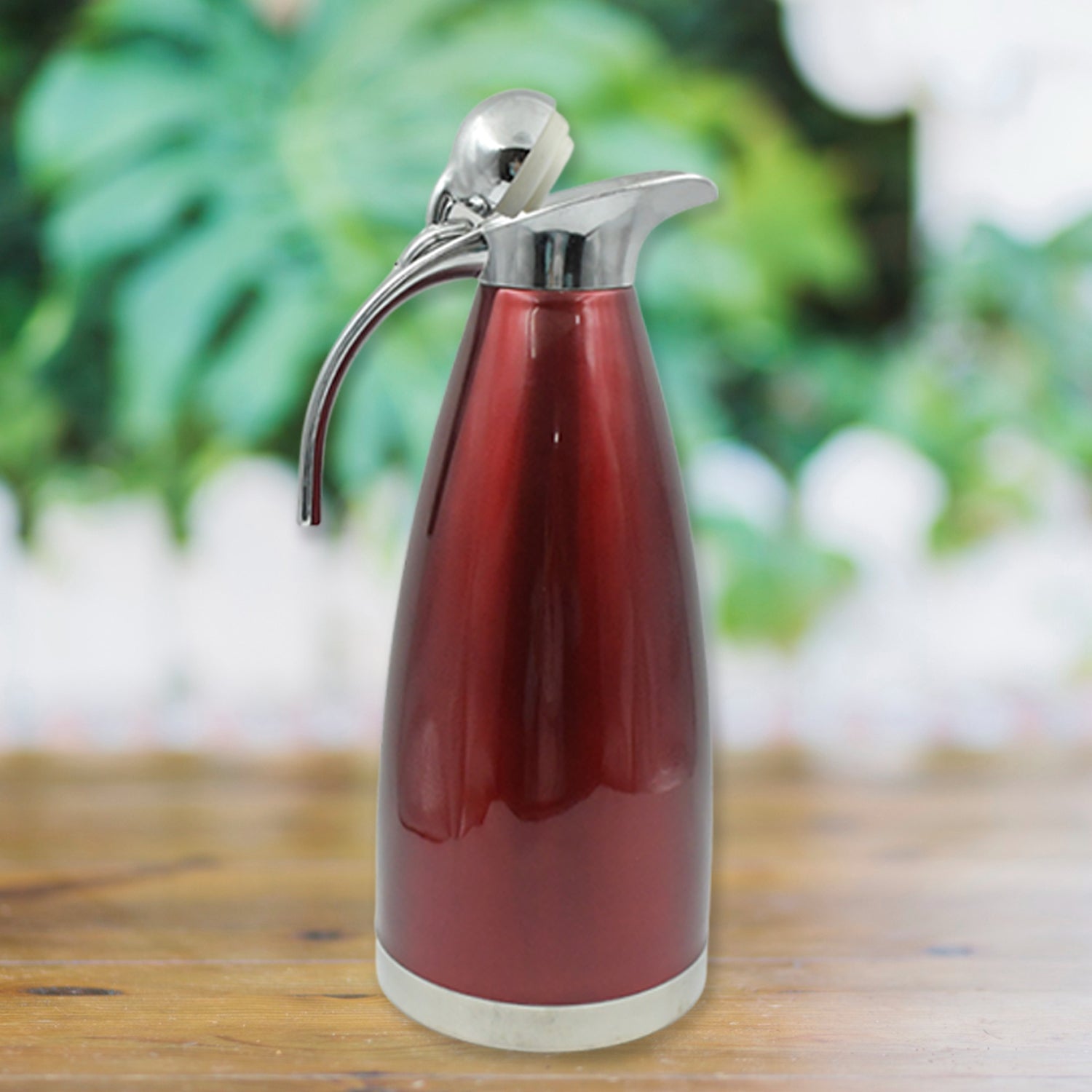 Stainless steel vacuum insulated kettle jug, 2L size, perfect for hot and cold beverages. Stainless steel vacuum insulated kettle jug, 2L size, perfect for hot and cold beverages.